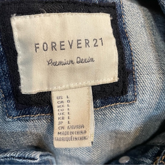 Forever 21 Women's Denim Four Pocket Blue Jean Jacket Size Large - Picture 5 of 9